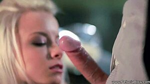 Blonde milf gives stress reliever blowjob