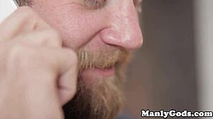 muscular gay hunks with tattoos engage in anal fucking and mutual masturbation