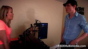 Step Sis Catches Stepbrother Stroking His Cock