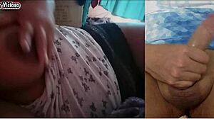 Another big tits hotwife asks me to masturbate while she gropes her pussy for a cumshot.