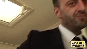 Submissive milf in uniform anally rides master