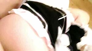 Amateur Cosplay with Maid Costume and Friend