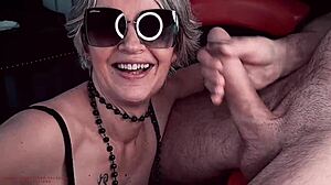 karina receives a load of cum in her face in public with deepthroat facial dirty talk orgasm