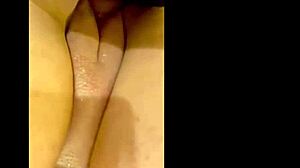 Wet Latex Slave Play in Bed