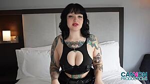 Why does goth lucy chains fuck cannon during the interview?