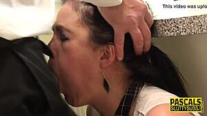 Submissive milf in uniform anally rides master