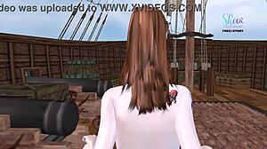 Cute Girl Rides Dick in 3D Cartoon Cowgirl and Anal