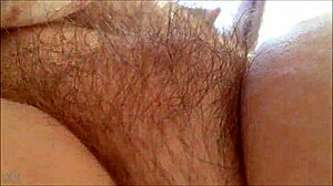 Teasing Her Hairy Milf Pussy in Homemade Clip