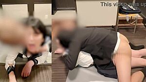 Домашняя японская косплей драма - Лина и одноклассник в грязных разговорах с кремпаем