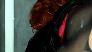 redhead gets bukkake facial at gloryhole