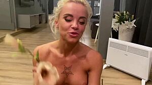 skinny blonde lara forst receives a surprise from leo casanova
