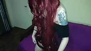 Horny Redhead Beauty Clothes On Pussy Masturbation And Orgasm