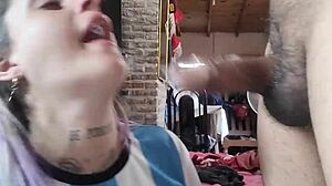 Blonde Slut Deepthroat Swallows Cumshot