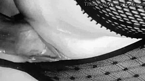 the blonde shows off her new bra and the guy wants sex.