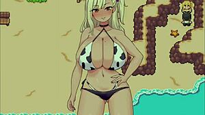 Hypnotiseret onkel nar tre varme piger på øen, rider og kommer på store bryster i vild hentai-action