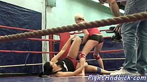 Lovely lesbo babe licking dykes tight cunt