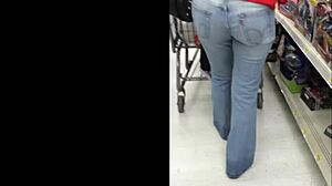 denim jeans 5 shows ass in jeans voyeur style