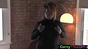 thicc ebony tgirl masturbates her big ass