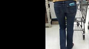 denim jeans 5 shows ass in jeans voyeur style