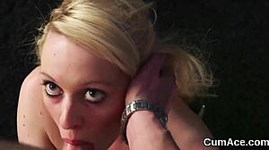 i'm the slutty bombshell getting bukkake on my face, swallowing jizz