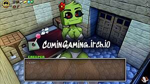 Hornycraft Minecraft Parody: Creeper Girl and Piglette Give Deepthroat Blowjob