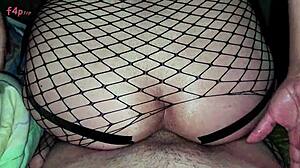 Stepdaughter In Fishnets Teases Stepdad For Anal Fun