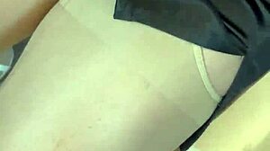 Asian Ladyboy Shemale Shows New Thong Stockings in Convenience Store