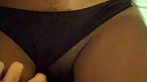 Ebony Tinder girl in intriguing encounter with panties aside.