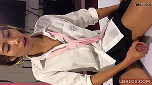 ladyboy pai jerks off her cock so hot 😍