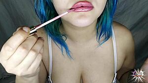 Mouth fetish i paint my lips with lipstick