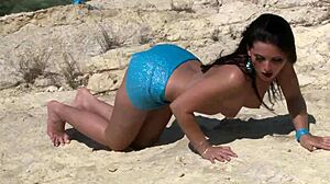 Horny Cute Teen Rips Clothes Off for Outdoor Striptease!