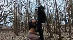 topless thick girl sucks cock in the park