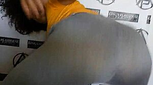 She shakes her ass hard in doggystyle dancing at the playhouse.