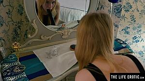 blonde teen rides dildo to orgasm