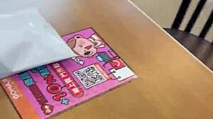 Asian Ladyboy Shemale Shows New Thong Stockings in Convenience Store