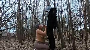 topless thick girl sucks cock in the park