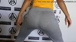 She shakes her ass hard in doggystyle dancing at the playhouse.