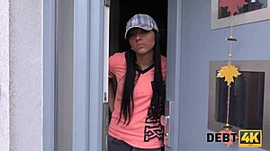 debt4k debtor cant fuck the bank but the man fucks her pov blowjob doggystyle