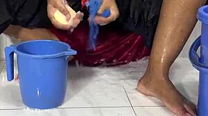 bathroom cute girl fingering her pussy in shower