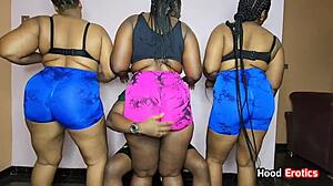 three juicy friends rocking and sharing same dick