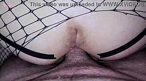 Stepdaughter In Fishnets Teases Stepdad For Anal Fun