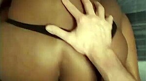 Ebony Tinder girl in intriguing encounter with panties aside.