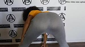 She shakes her ass hard in doggystyle dancing at the playhouse.