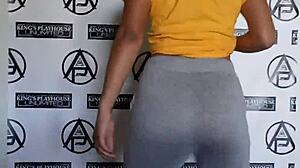 She shakes her ass hard in doggystyle dancing at the playhouse.