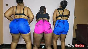 three juicy friends rocking and sharing same dick