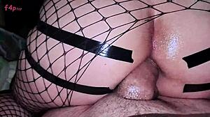 Stepdaughter In Fishnets Teases Stepdad For Anal Fun