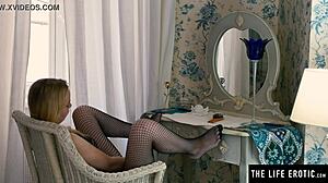 blonde teen rides dildo to orgasm