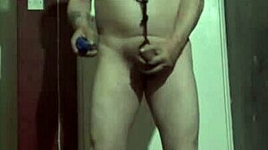 Bisexual Mark Wright Stands Naked with Testicles Suspended