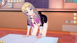 Sekai Koikatsu sexy JK Seika's big tits massaged in 3D hentai game