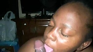 Ebony BBW deepthroats monster cock, who wins!